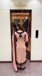 Colour Stripes Suit with Hand Embroidery