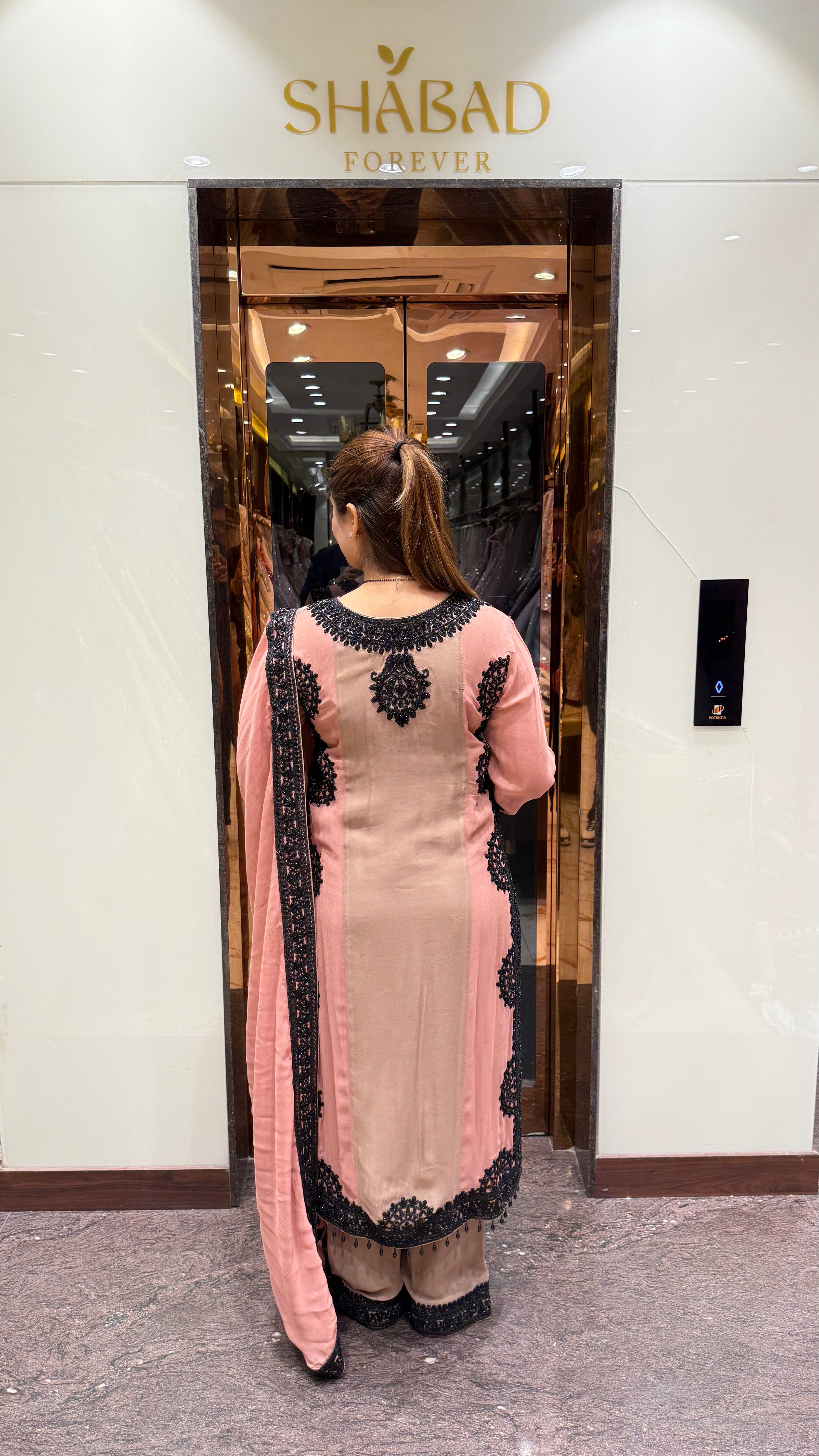 Colour Stripes Suit with Hand Embroidery