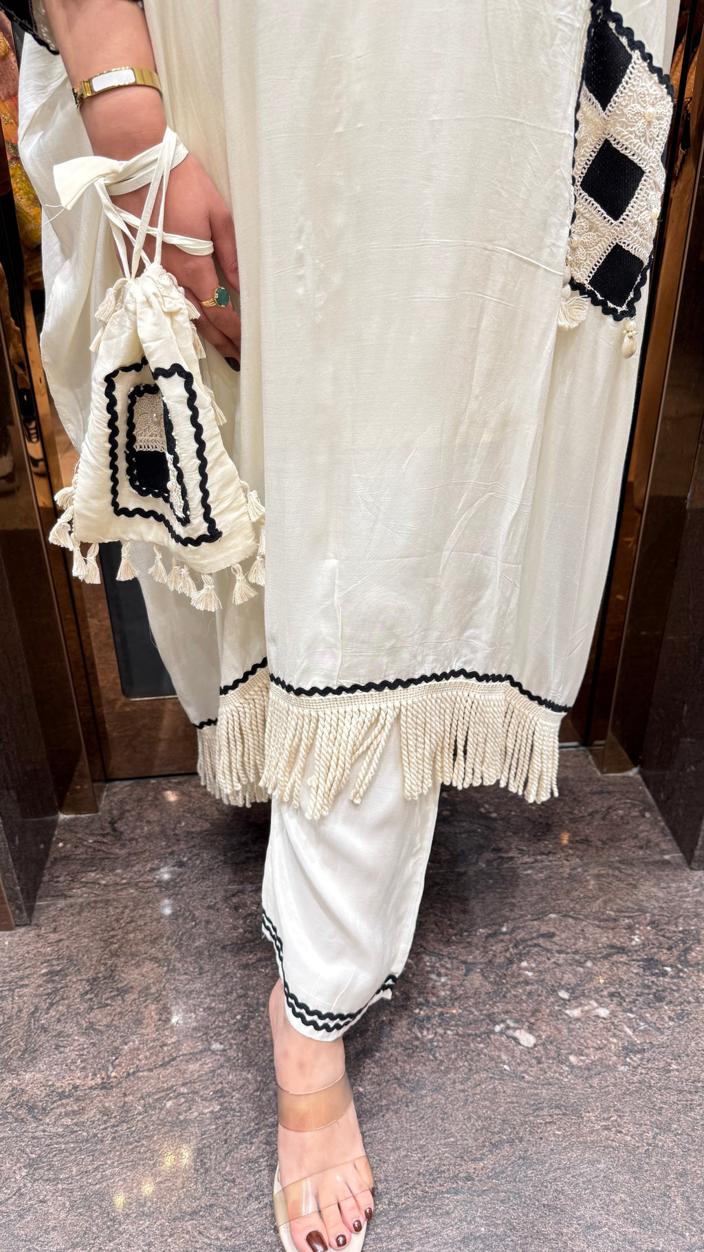 Crochet patchwork kaftan set
