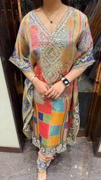 Colourblock Shimmer Kaftan Set
