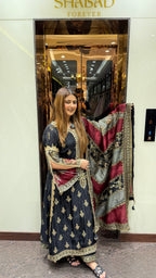 BEGUM BLACK UNSTITCHED SUIT