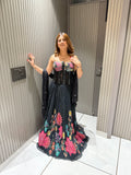 Black printed designer corset lehenga