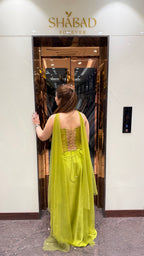 Tia Green Embellished Corset with Drape Skirt