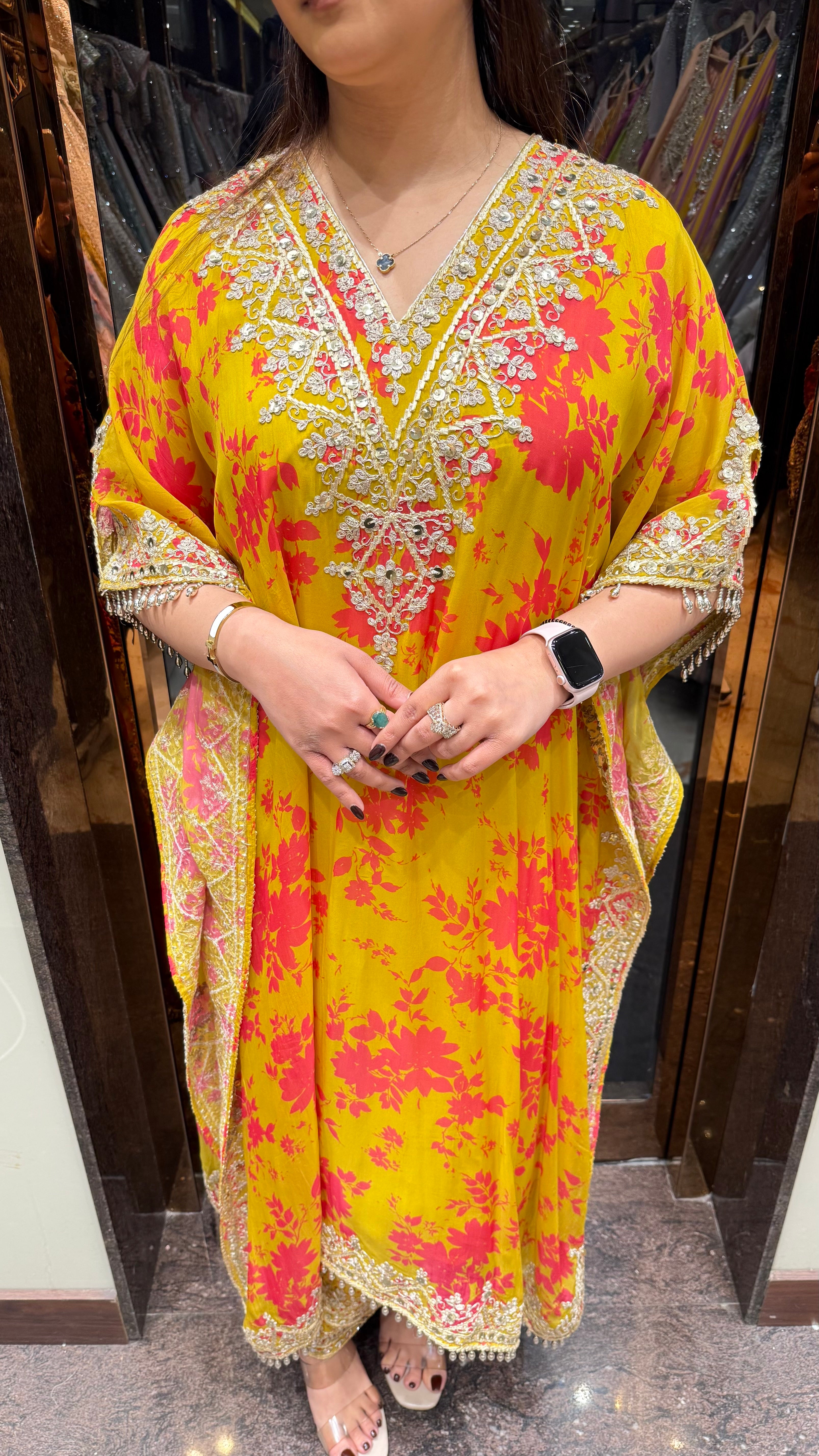 Dual print kaftan set