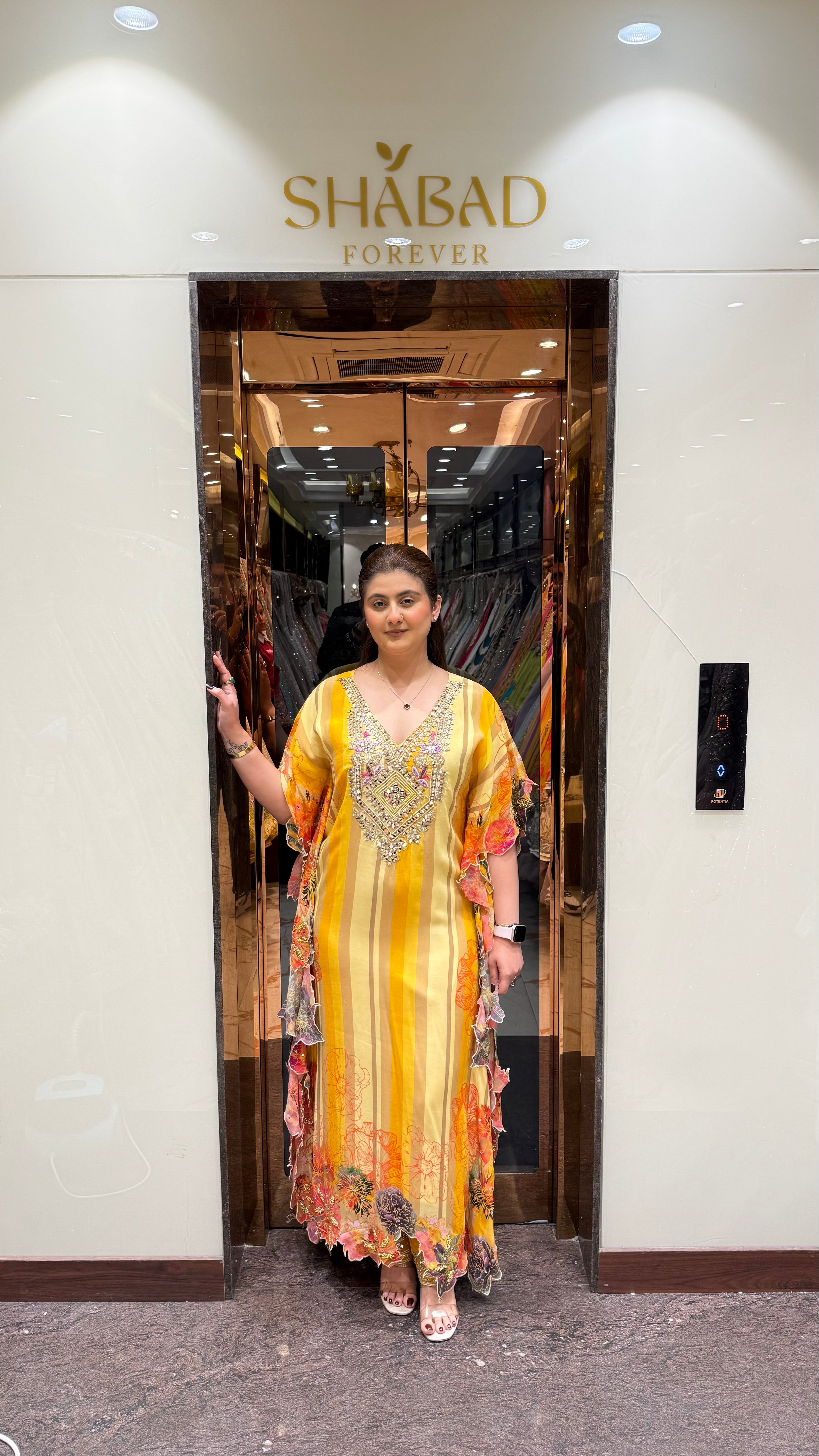 Stripes and multi floral kaftan