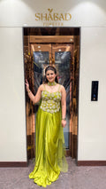 Tia Green Embellished Corset with Drape Skirt