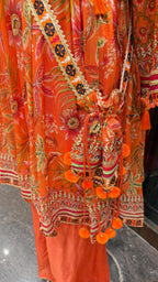 PRINTED PEPLUM KURTA WITH GHARARA & POTLI BAG