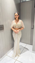 3-piece Indo-Western Cape Set with Drape Skirt