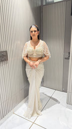 3-piece Indo-Western Cape Set with Drape Skirt
