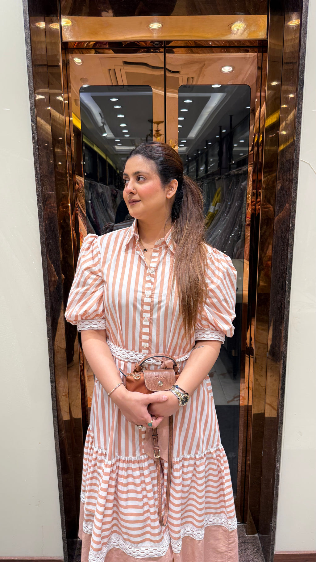 PEACHY FLARED COTTON DRESS