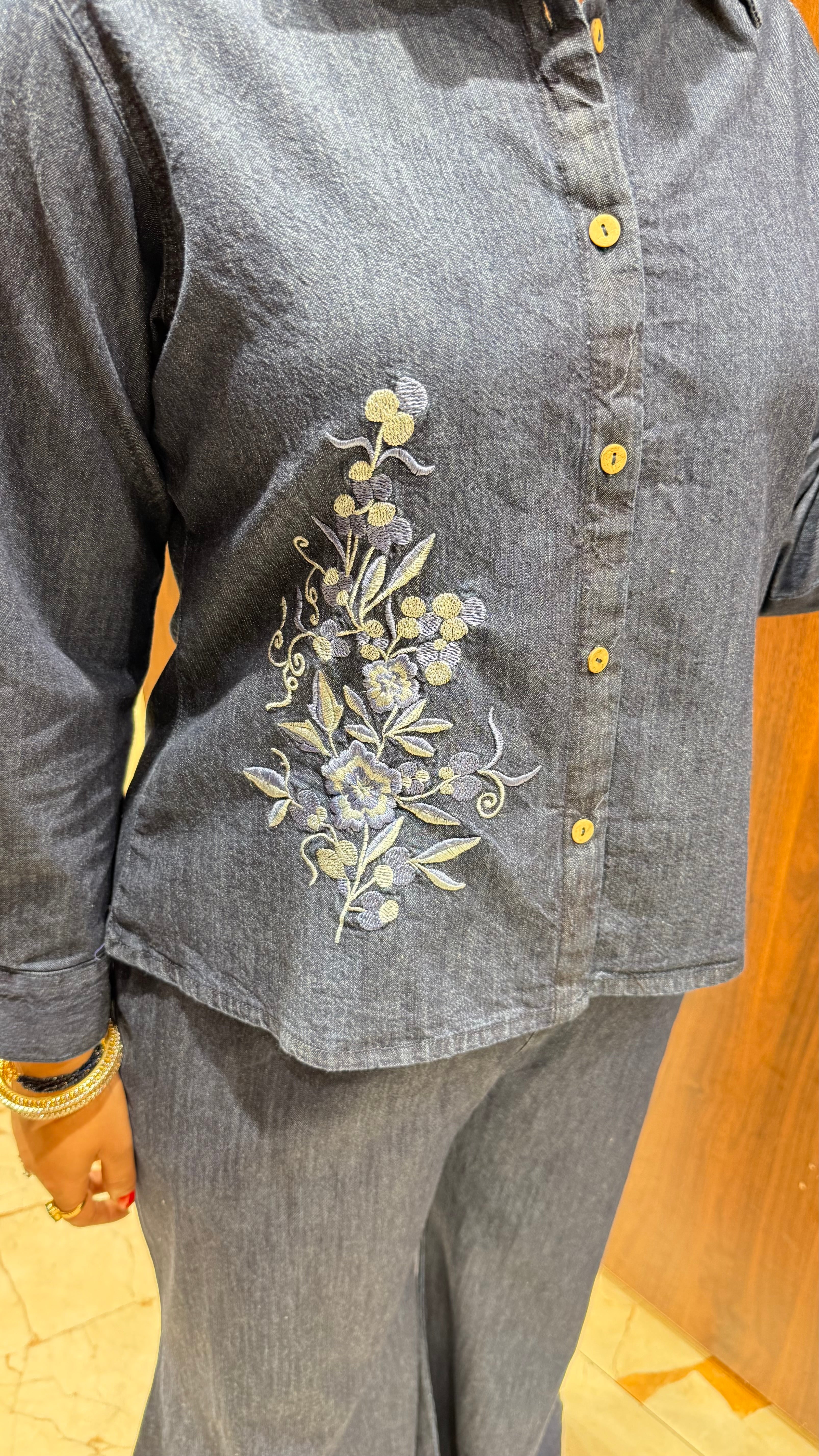 FLORAL COTTON DENIM COORDSET