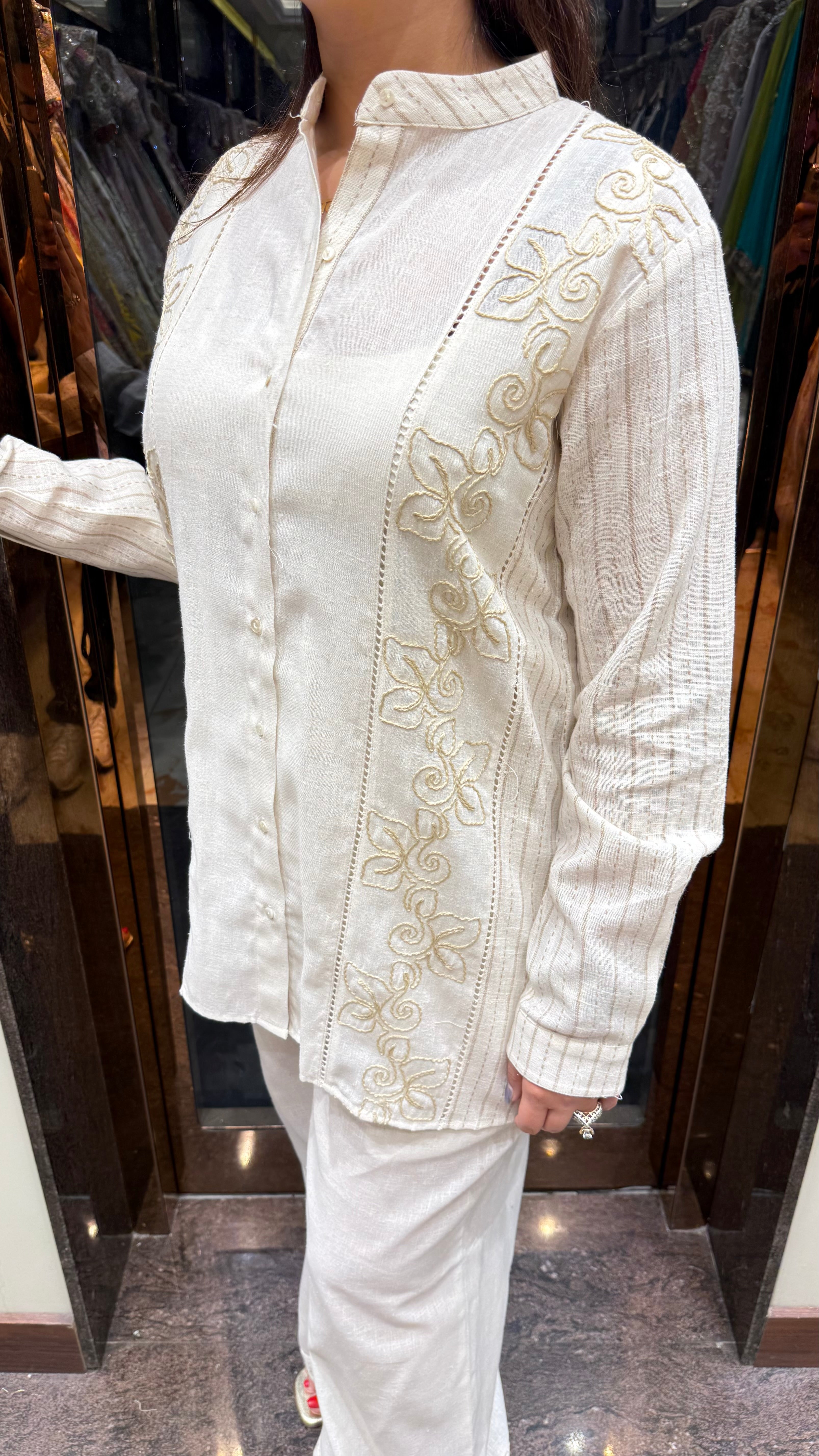 THREAD DETAILED LINEN CO-ORDSET