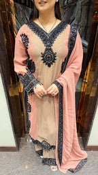Colour Stripes Suit with Hand Embroidery