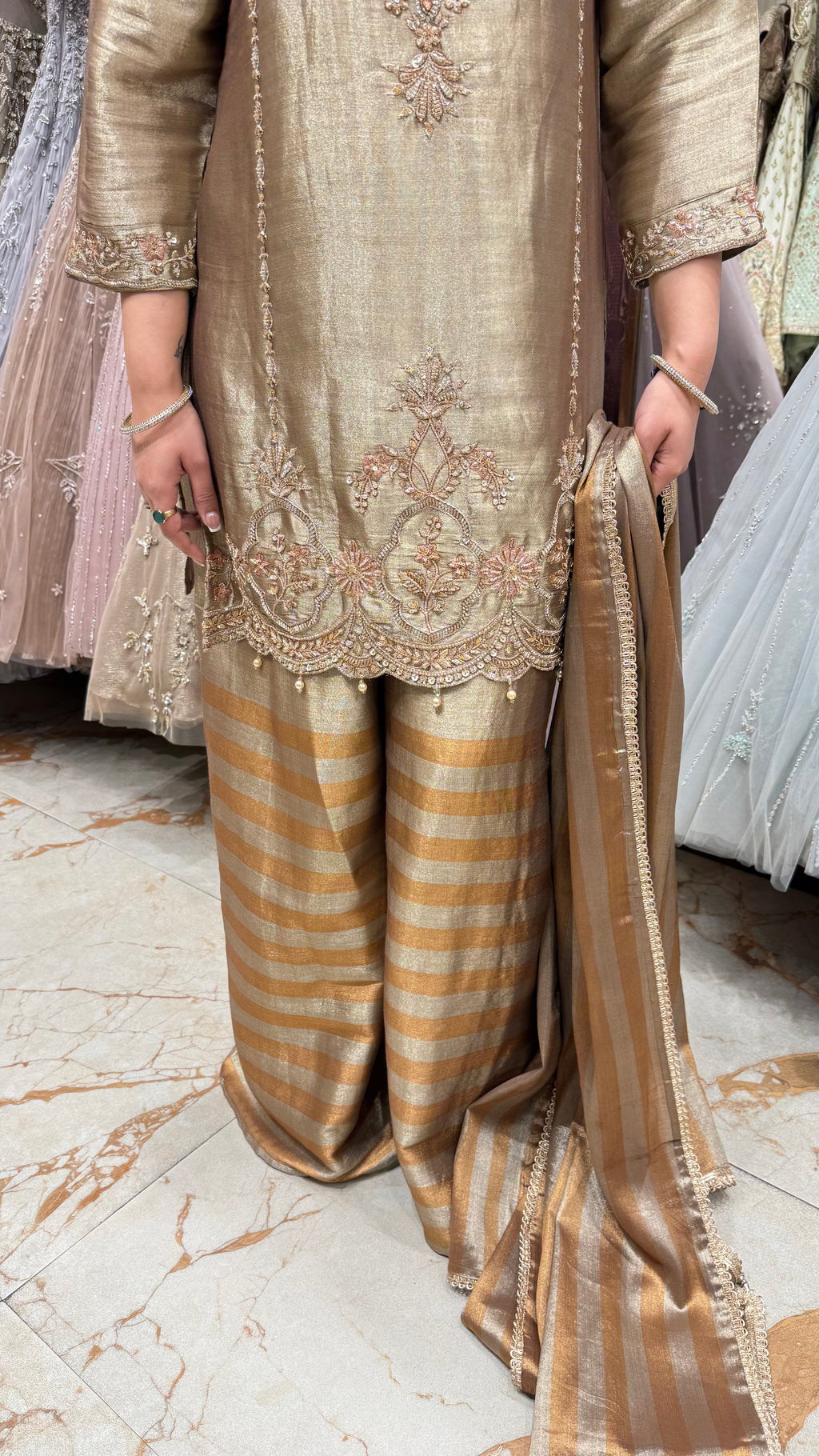 ZAHRA GOLD TISSUE SUIT