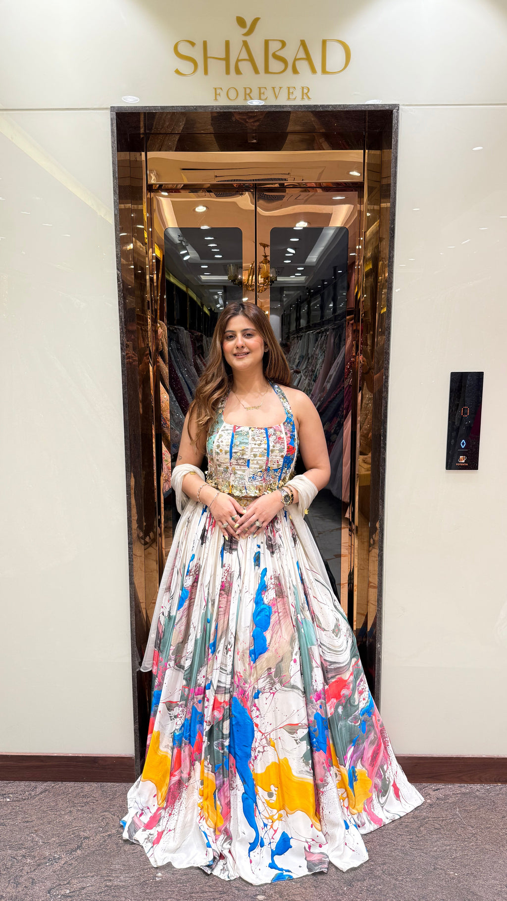Halterneck Printed Corset Lehenga