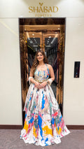 Halterneck Printed Corset Lehenga