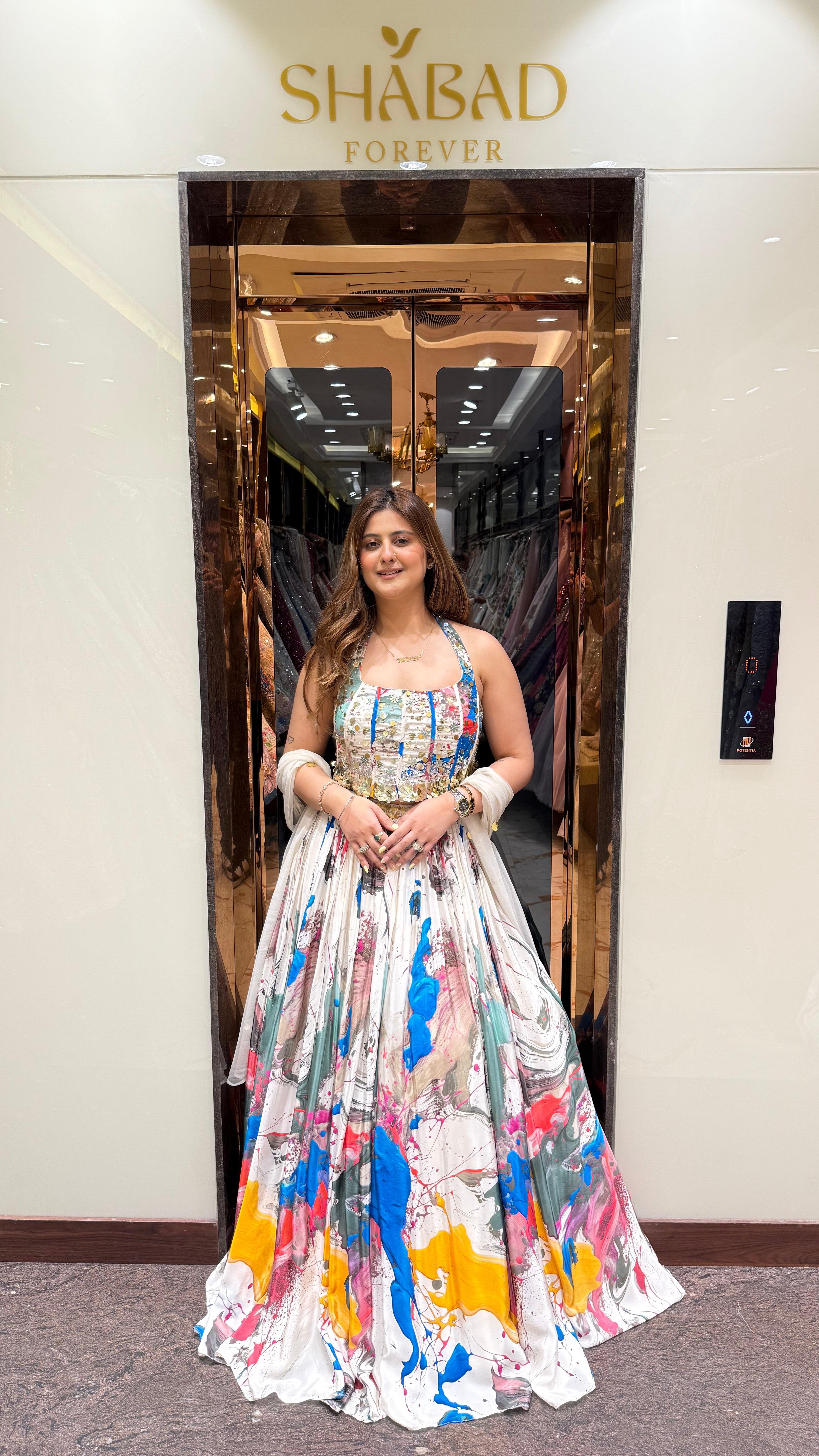 Halterneck Printed Corset Lehenga