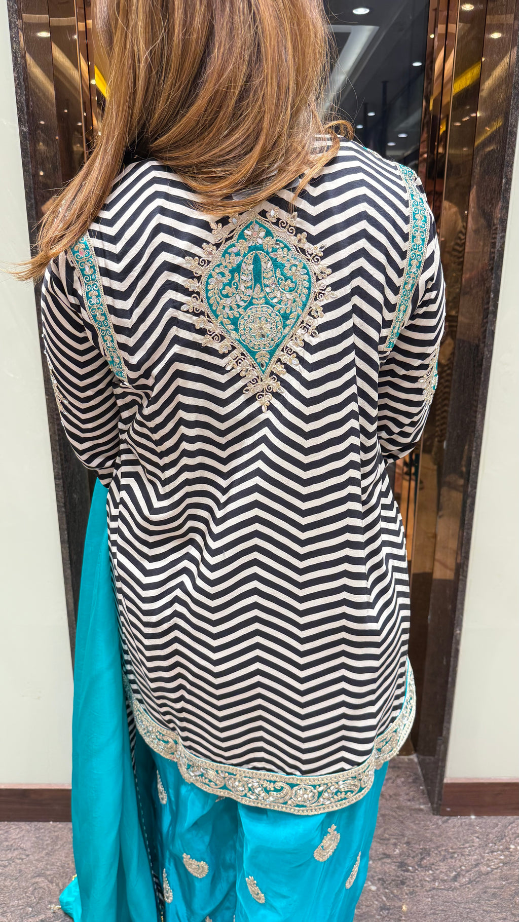 Colour block contrast farshi salwar suit