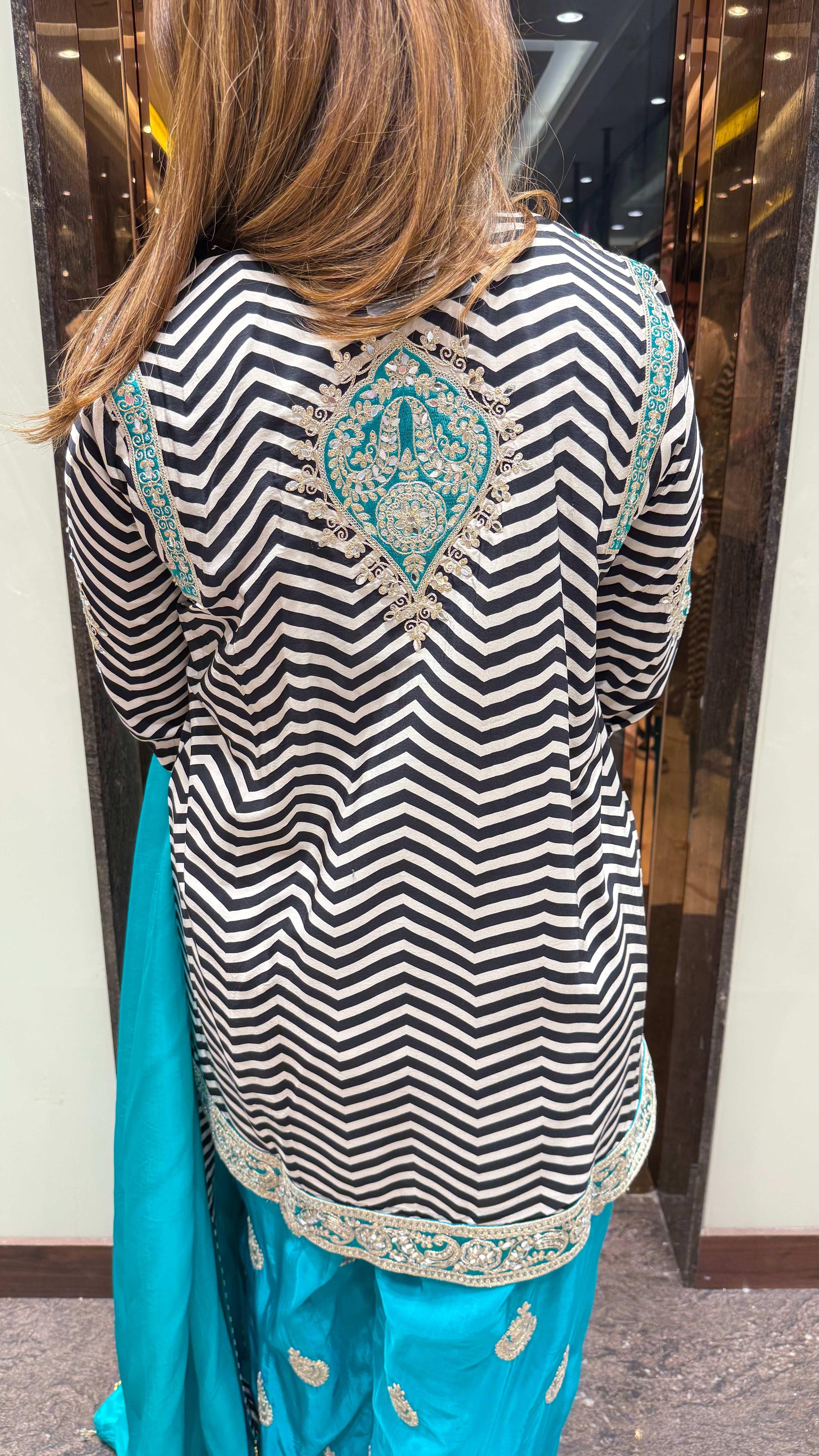 Colour block contrast farshi salwar suit