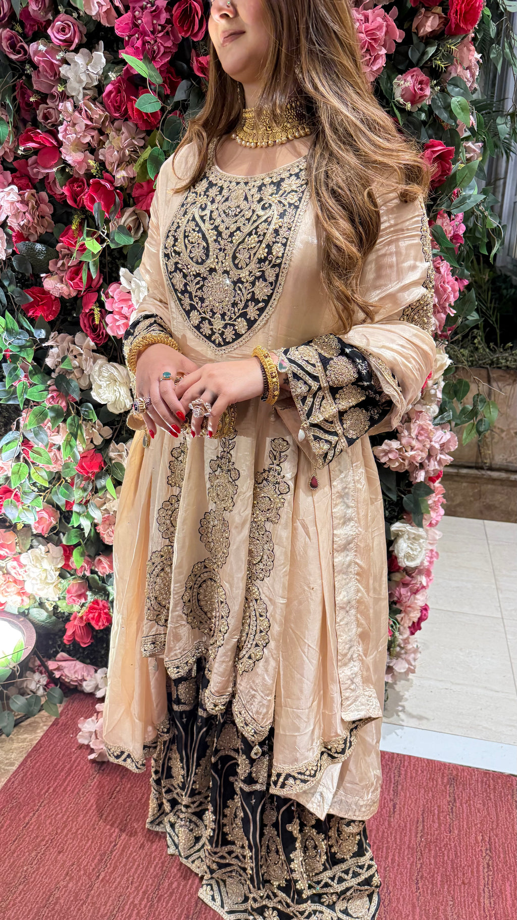 Saira Black Gold Sharara Suit