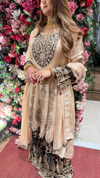 Saira Black Gold Sharara Suit