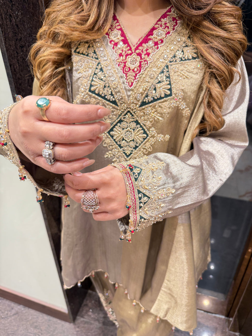 Handwork heavy designer coordset with hand embroidered farshi salwar