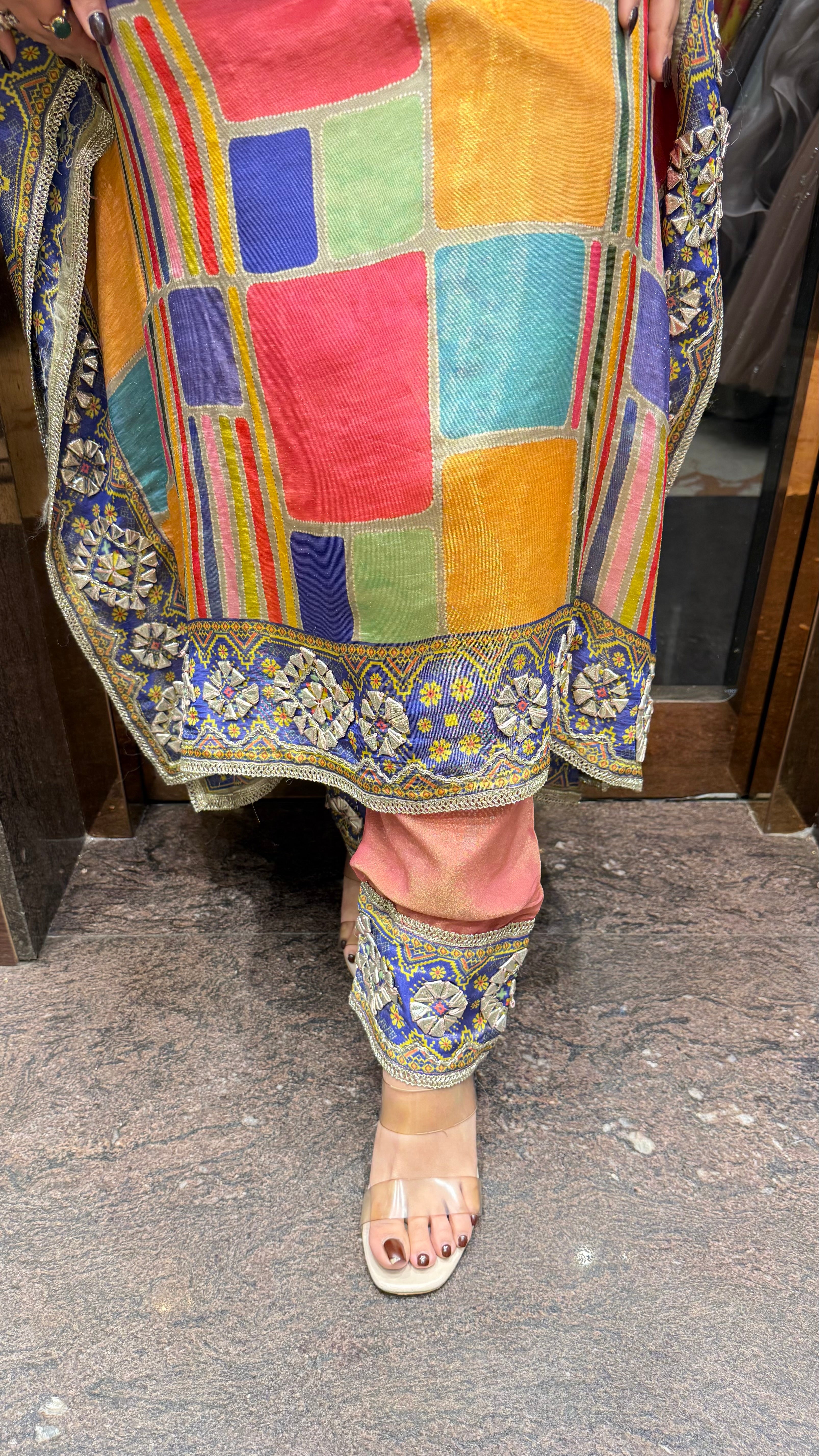 Colourblock Shimmer Kaftan Set