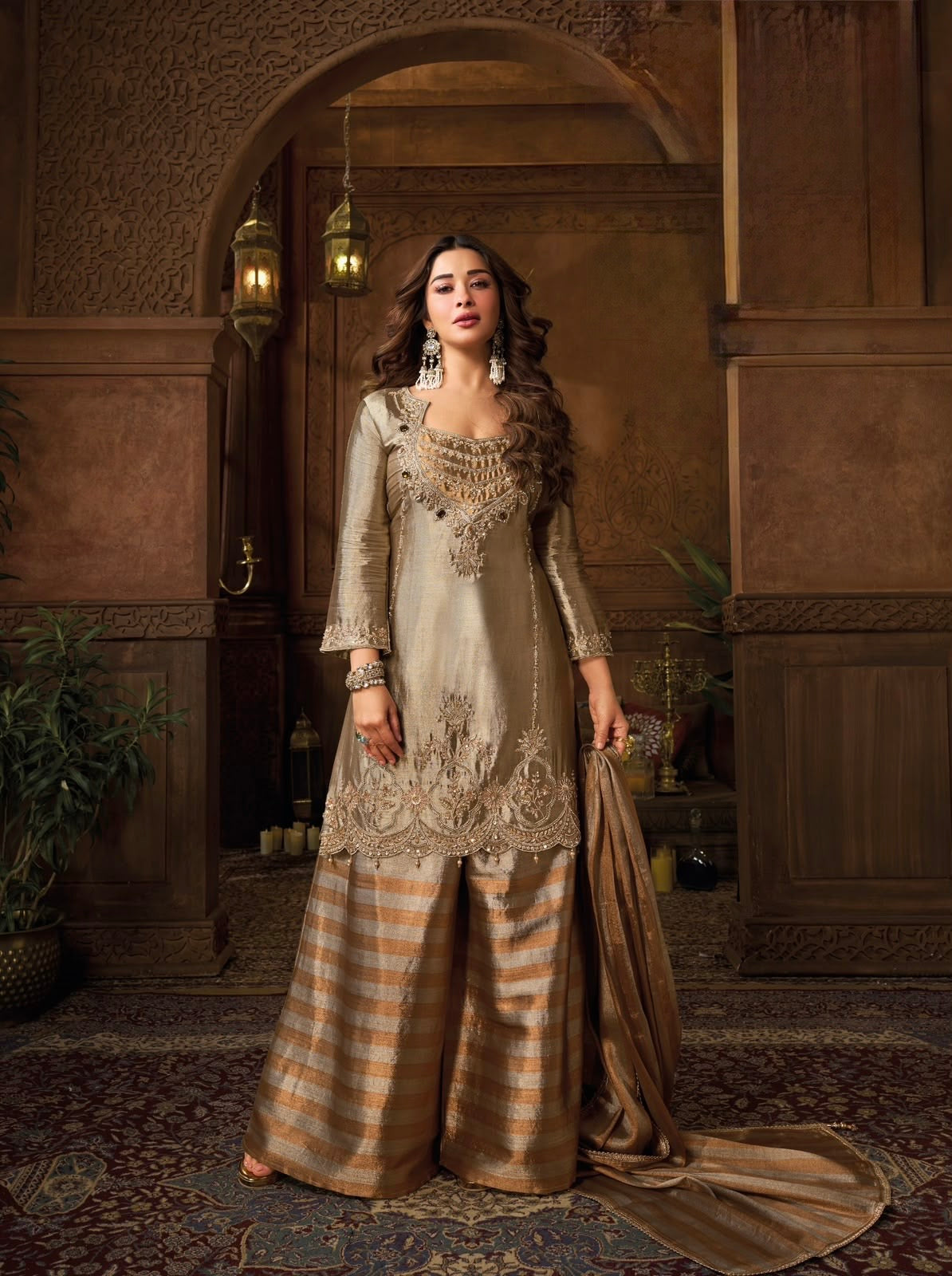 ZAHRA GOLD TISSUE SUIT
