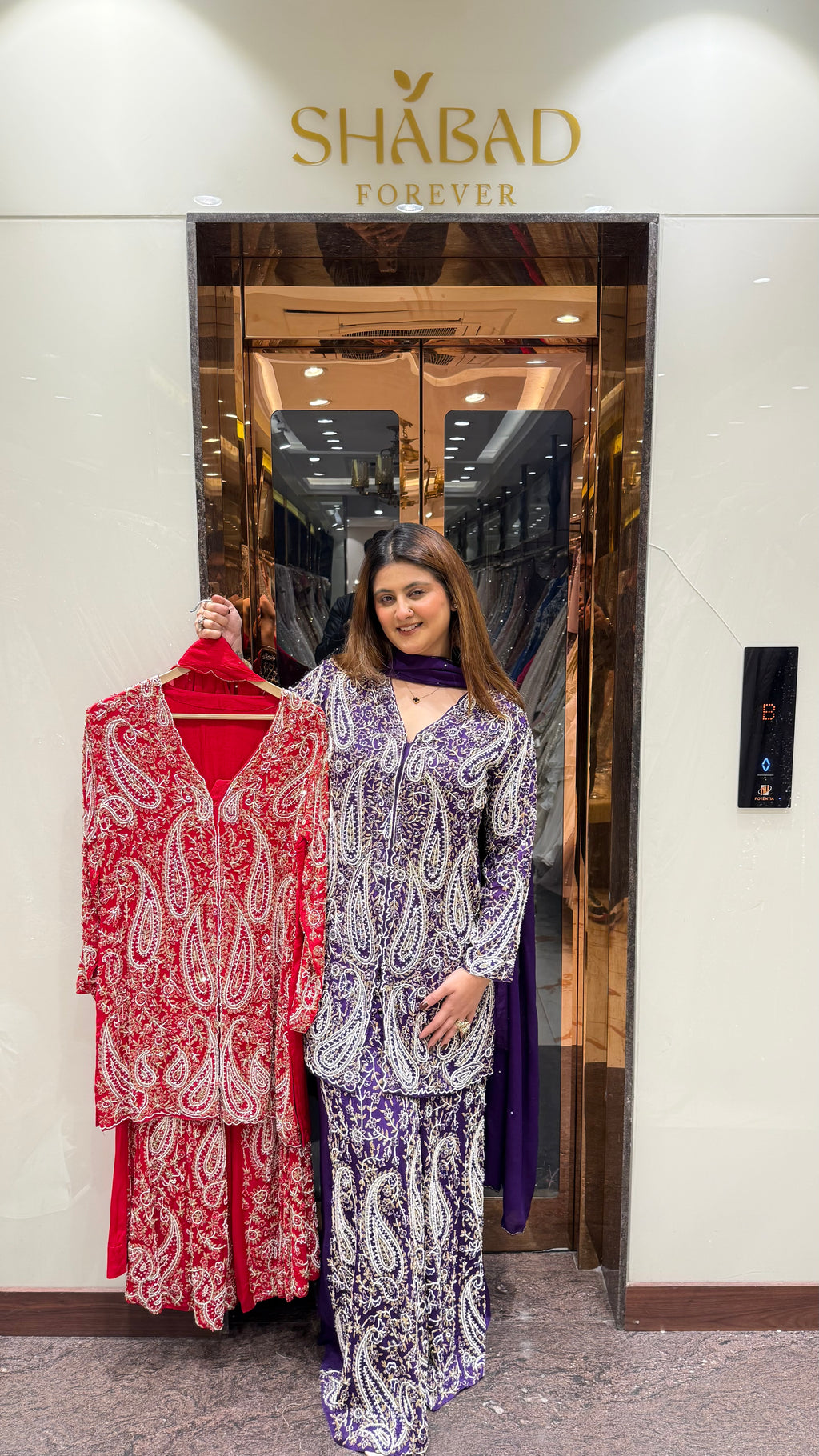 Handwork Chinon Suit With Pearlwork & Katdana Detailing