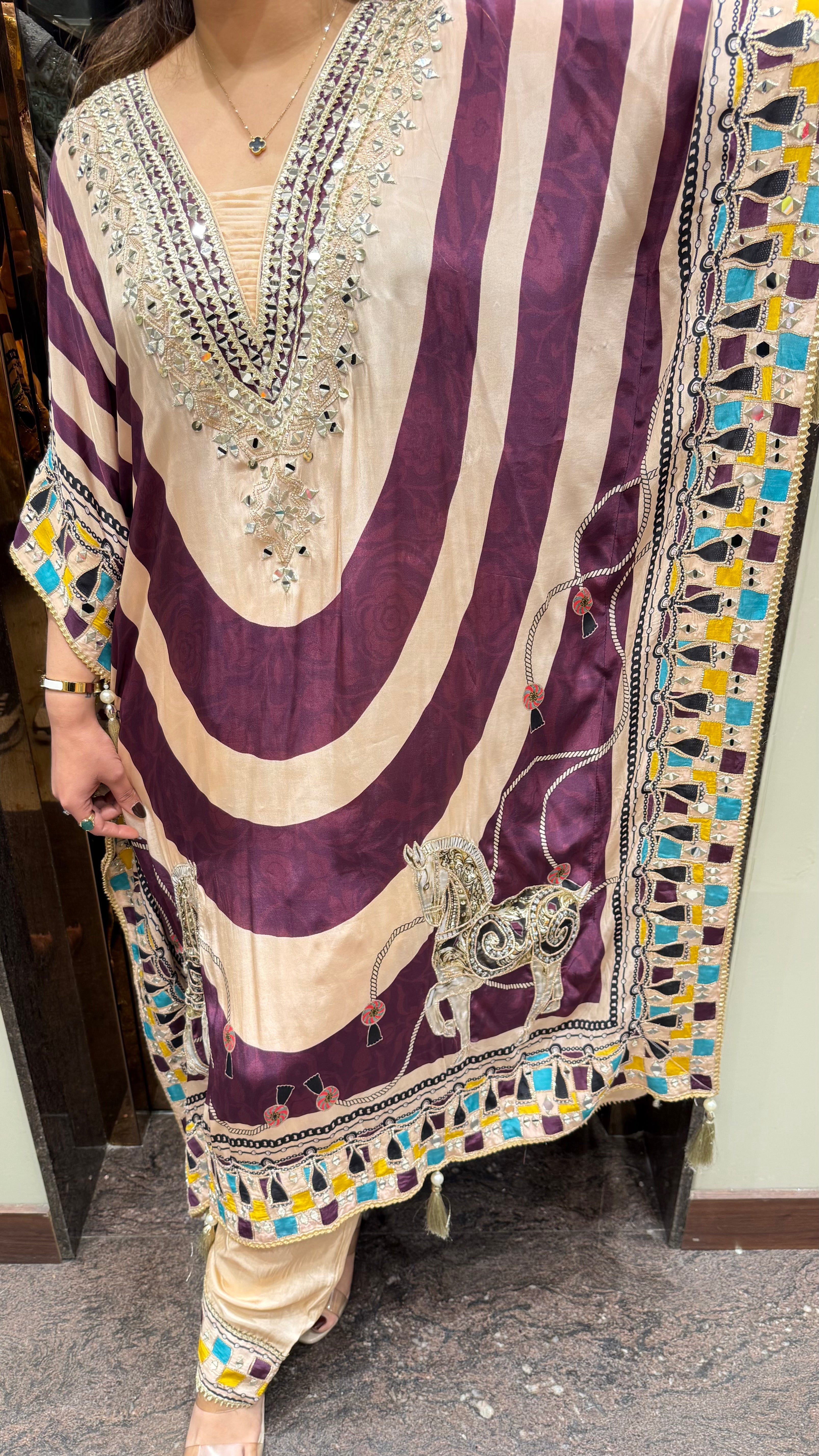 Horse Detailing Kaftan Set with Salwar