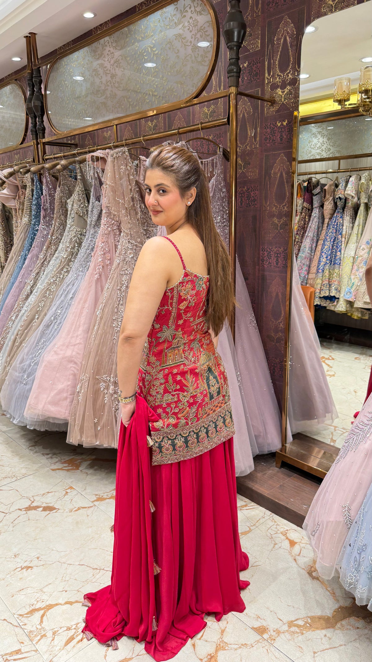 JHAROKHA STRAPPY SHARARA SET