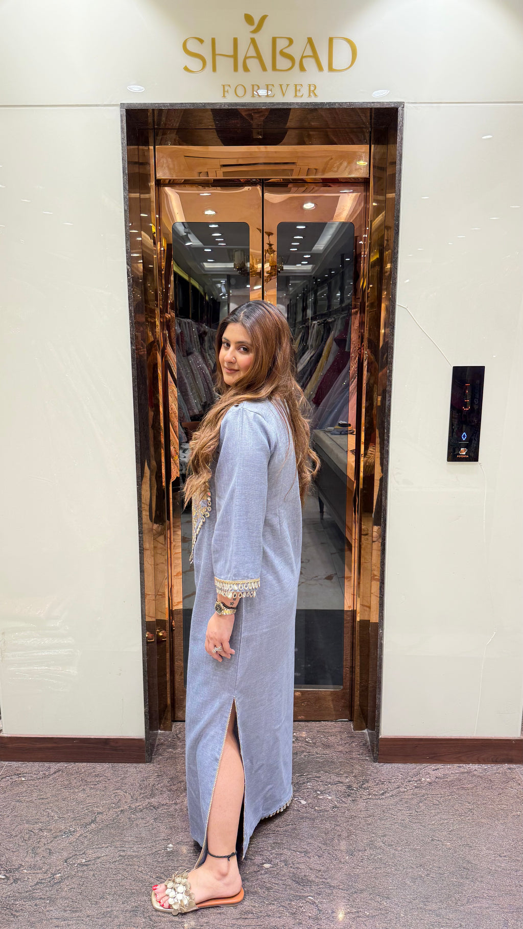 OMAN DENIM SLIT DRESS
