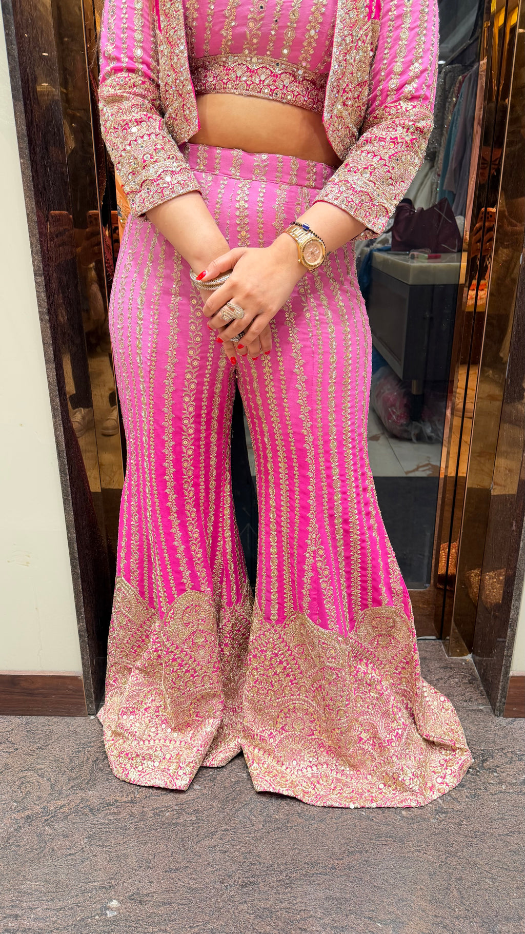 OMBRE PINK JACKET SHARARA SET