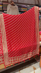 PURE BANARSI BANDHEJ KHADDI GEORGETTE UNSTITCHED SUIT