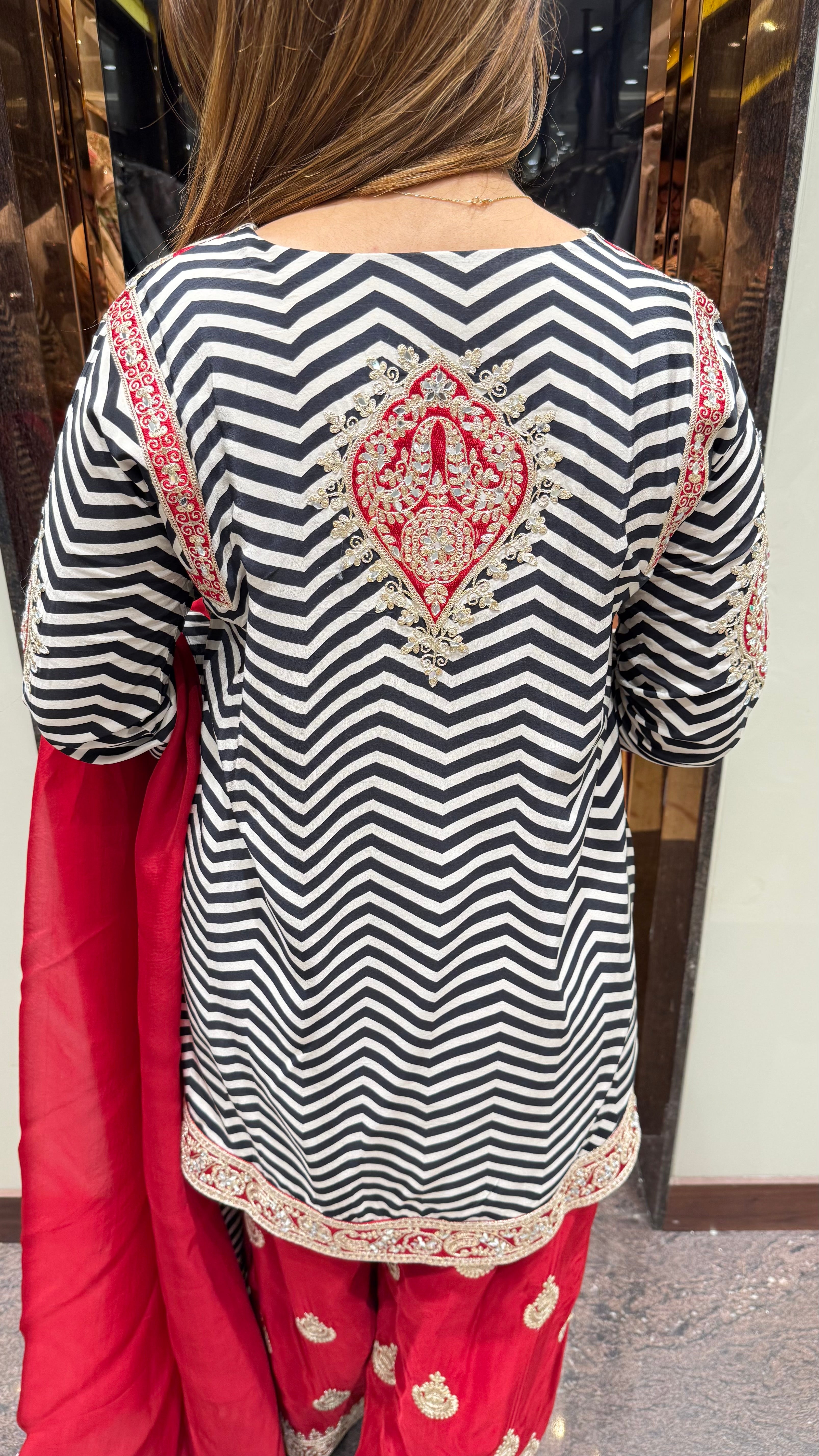 Colour block contrast farshi salwar suit