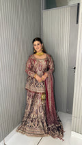 JODHA- WINE HERITAGE PAISLEY SHARARA SUIT