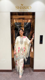 Printed Short Kaftan Set with Pallazo Pants