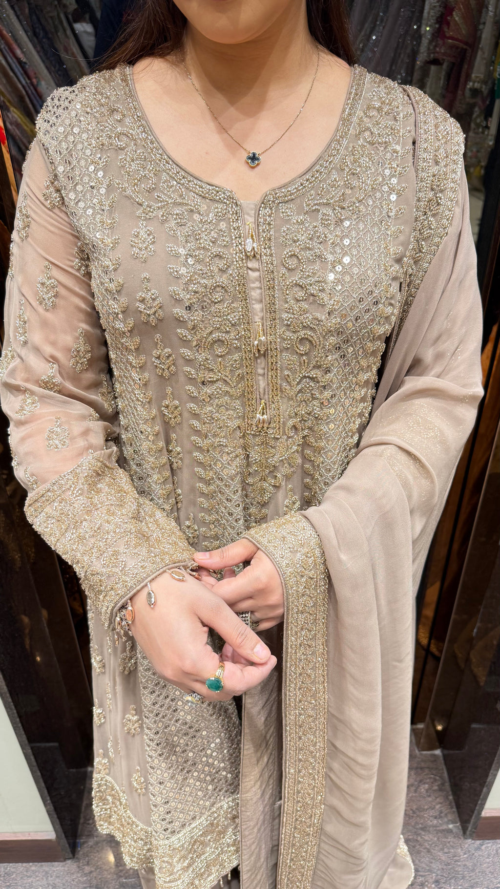 AZAAN HANDWORK PEPLUM WITH SHARARA