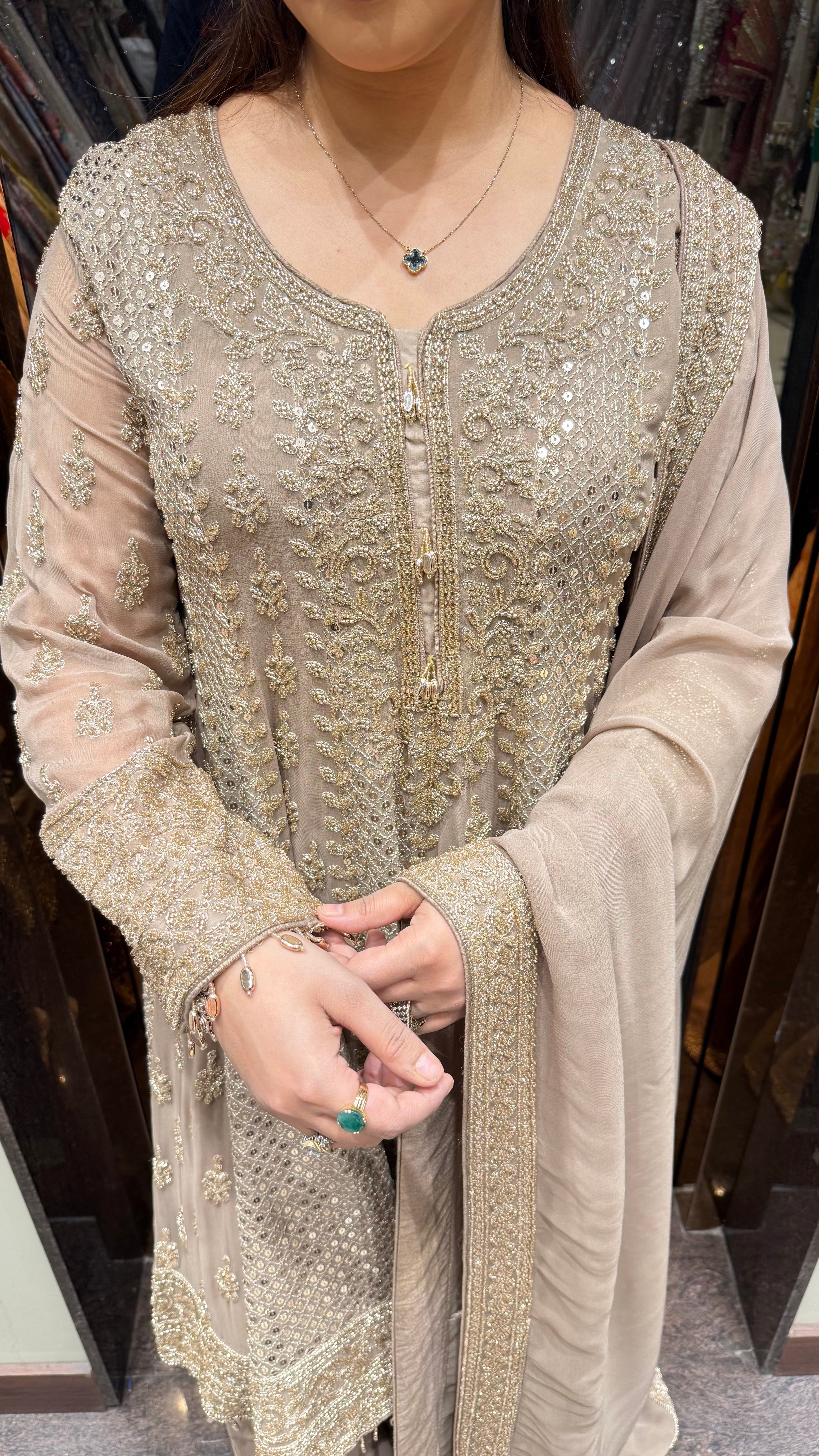AZAAN HANDWORK PEPLUM WITH SHARARA