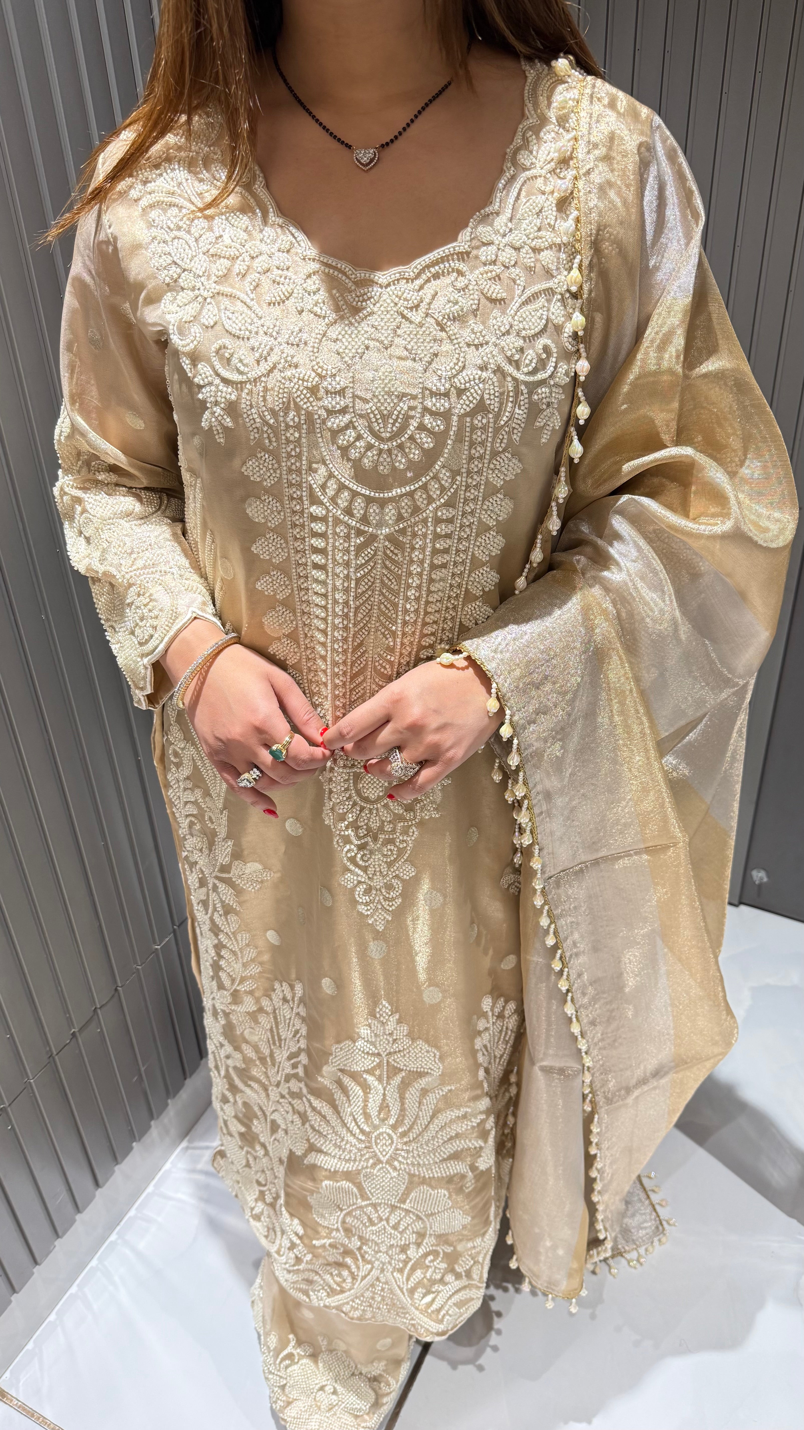 Haania Pearl Hand Embroidered Suit
