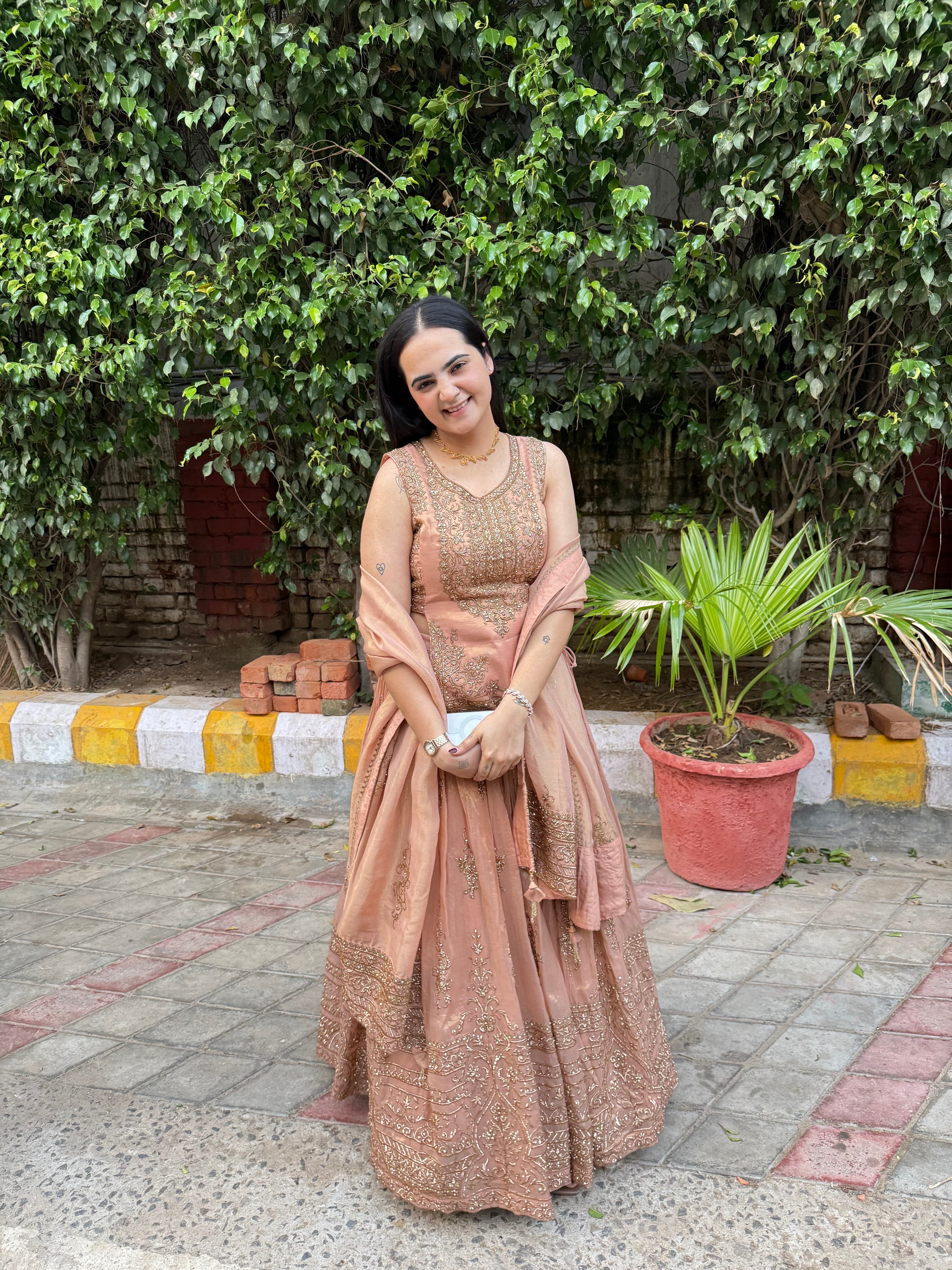 Short Shirt Style Designer Lehenga With Zari & Badla Work
