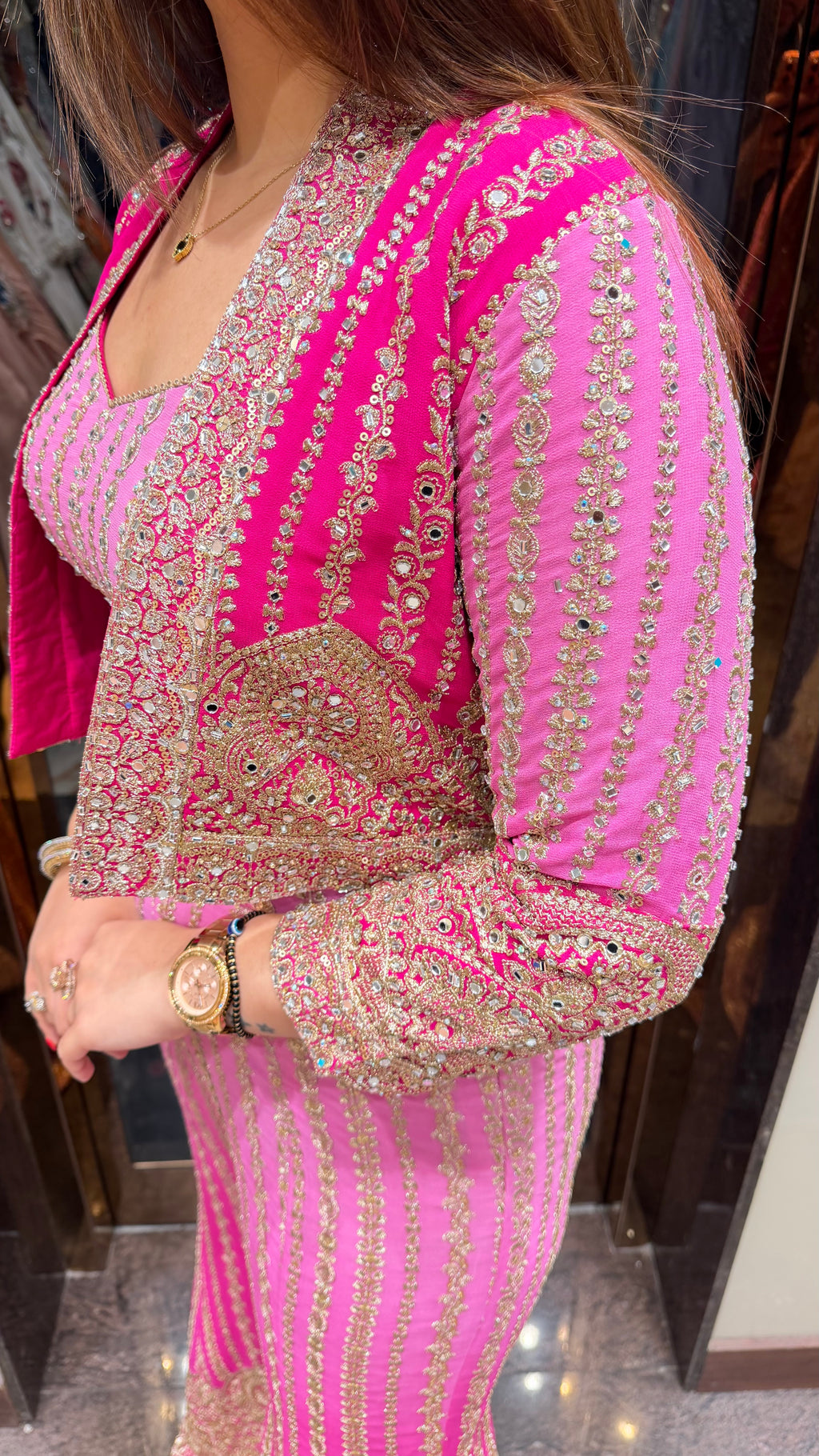 OMBRE PINK JACKET SHARARA SET