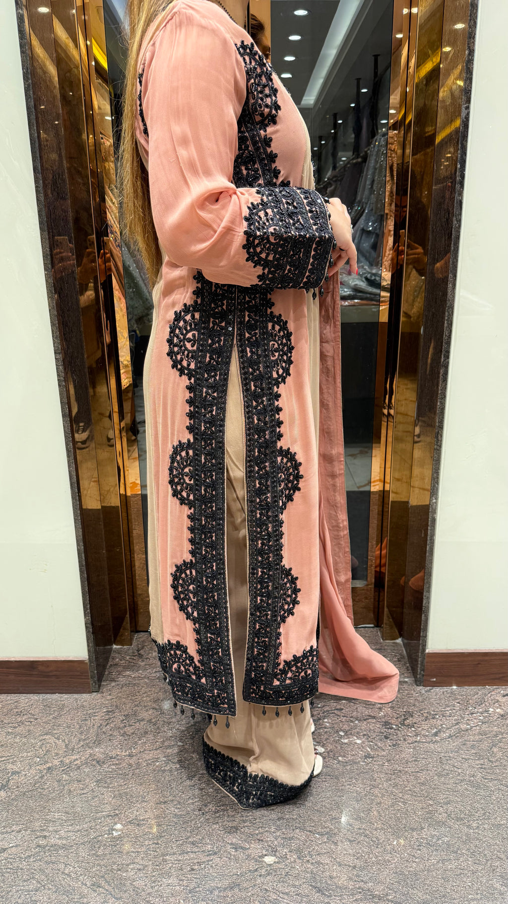 Colour Stripes Suit with Hand Embroidery