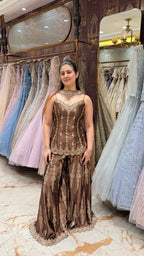 SHAHIDA BRONZE INDOWESTERN SHARARA SET