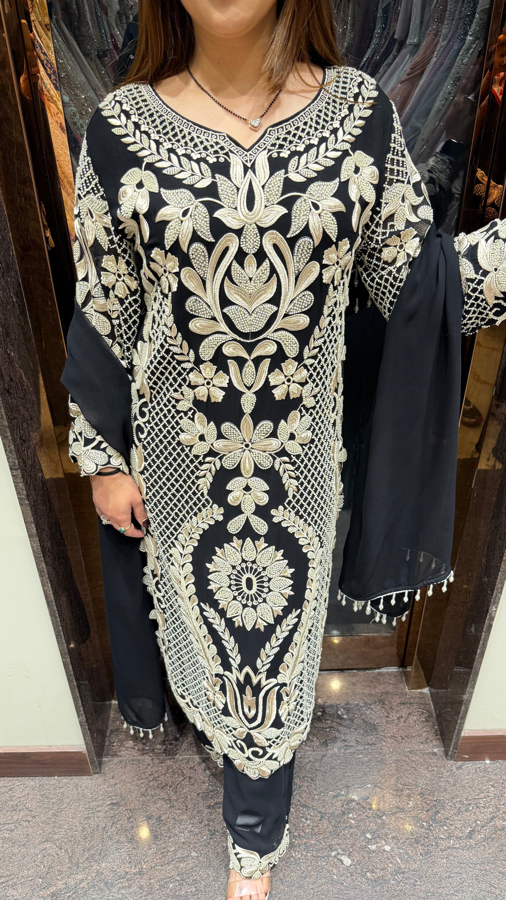 Ulfat Long Hand Embroidered Suit