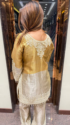 Gold Dual Shade Handwork Suit