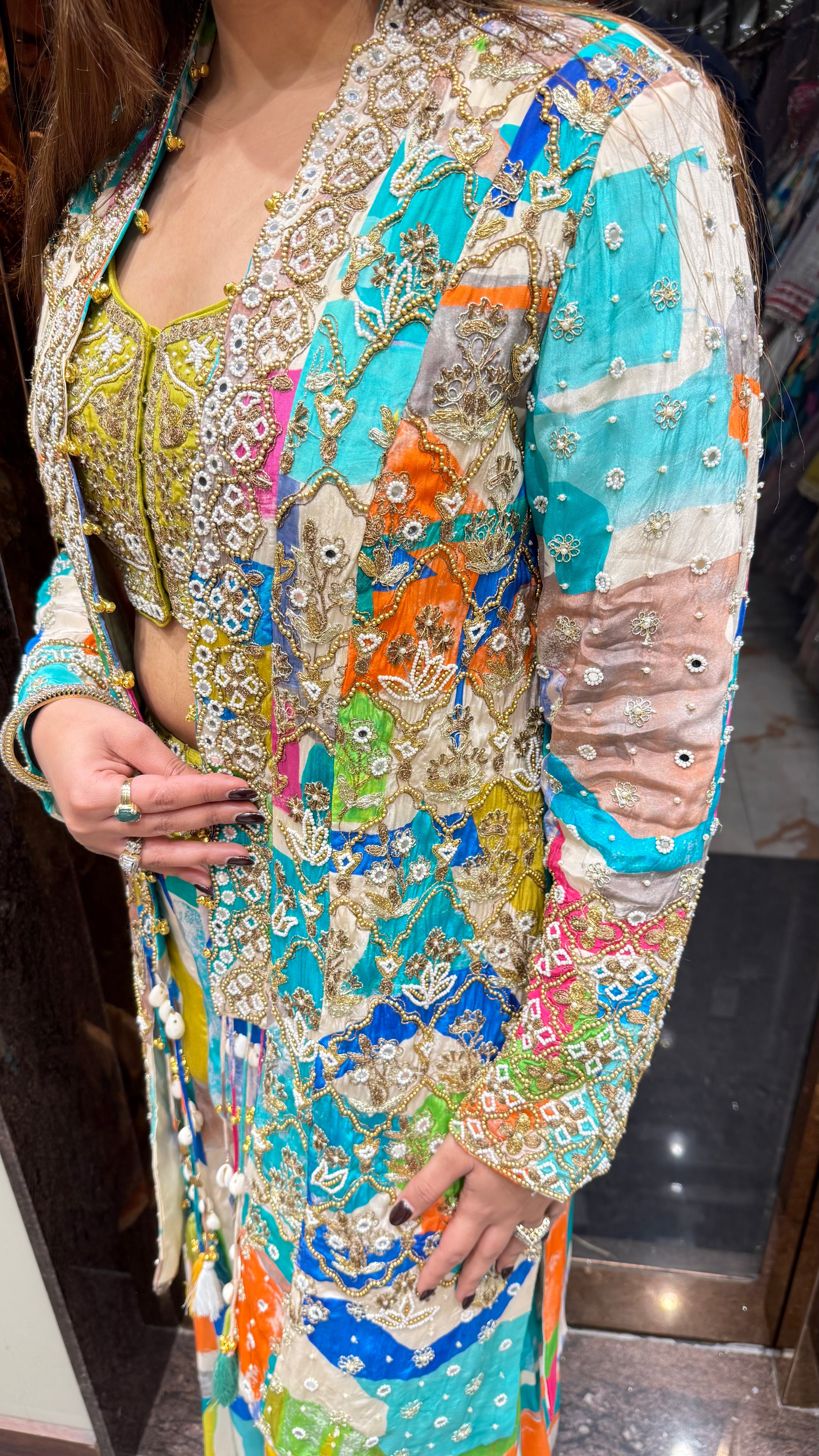 Raza 3 pc printed jacket set
