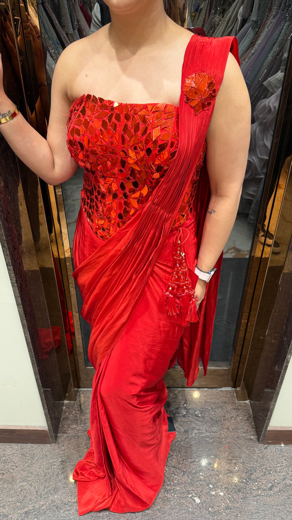 Mirror Tulip Corset Saree