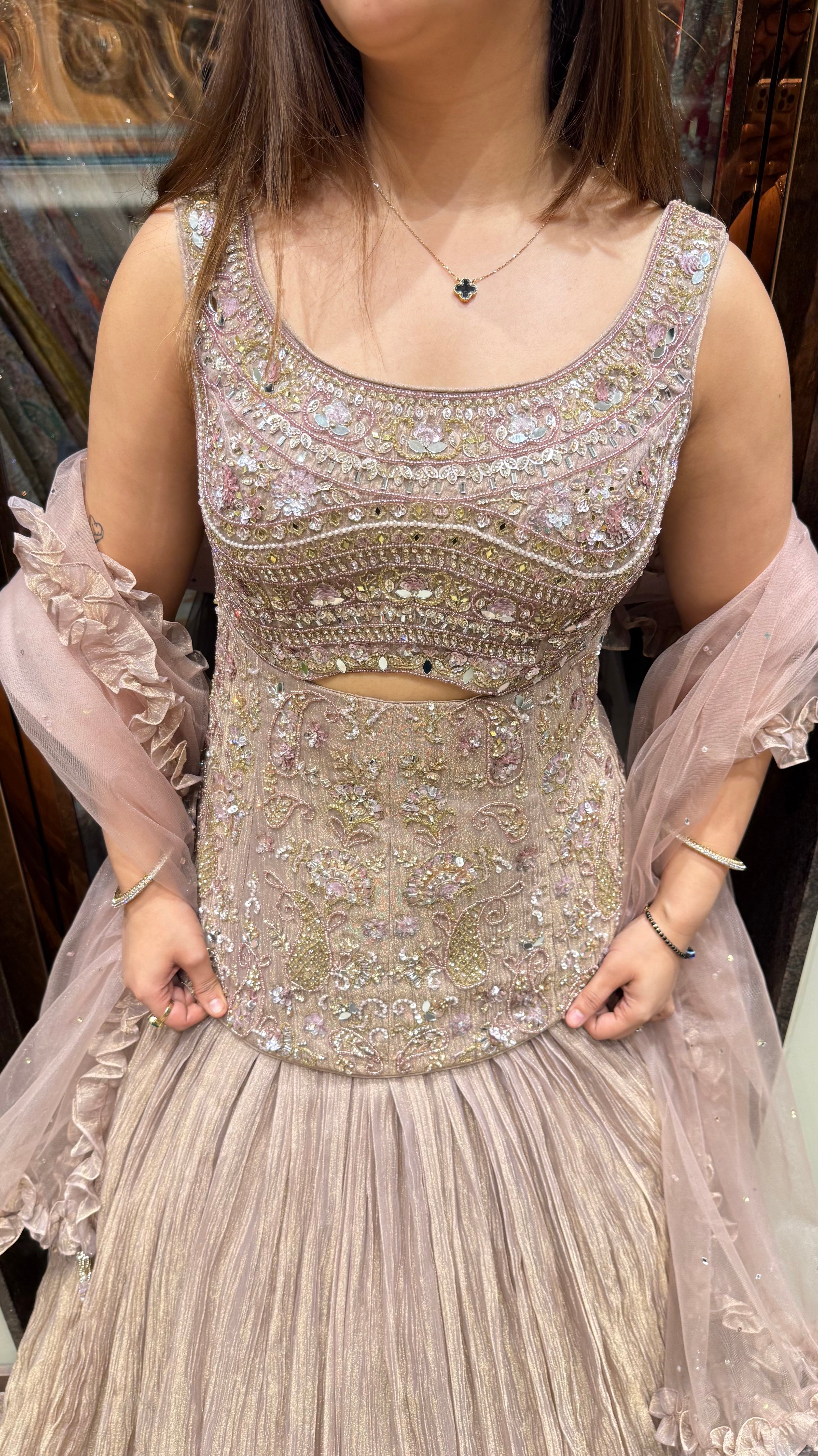 MAUVE MIST CRUSHED LEHENGA