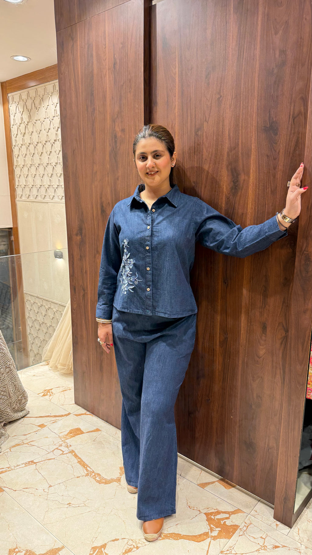 FLORAL COTTON DENIM COORDSET